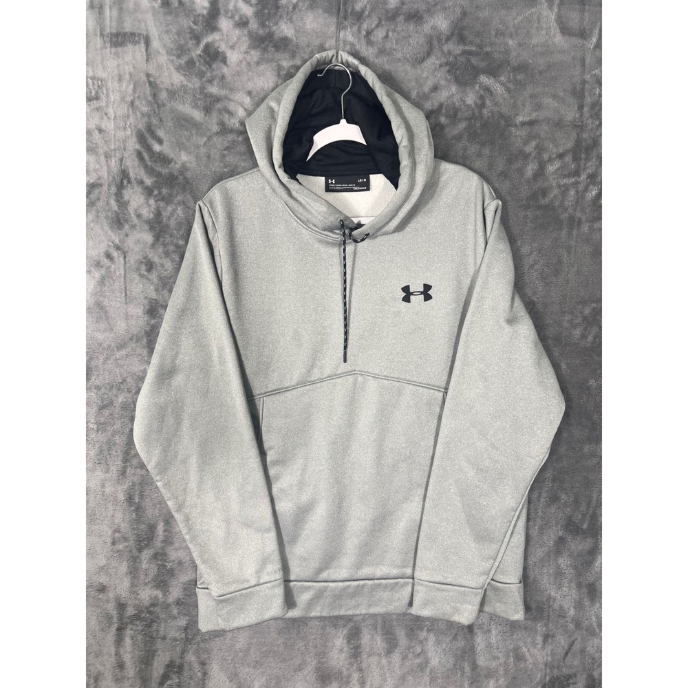 Under Armour ColdGear Mens Gray Quarter Zip Hoodie Loose Fit Sweatshirt Large